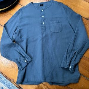 J. Crew long sleeve Henley shirt blue (large)